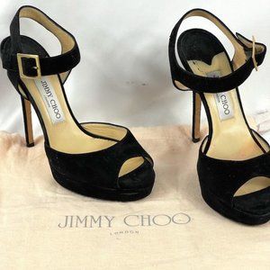 Jimmy Choo Linda  Black Suede open toed shoes